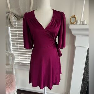 Vintage Betsey Johnson purple silky wrap dress size 8